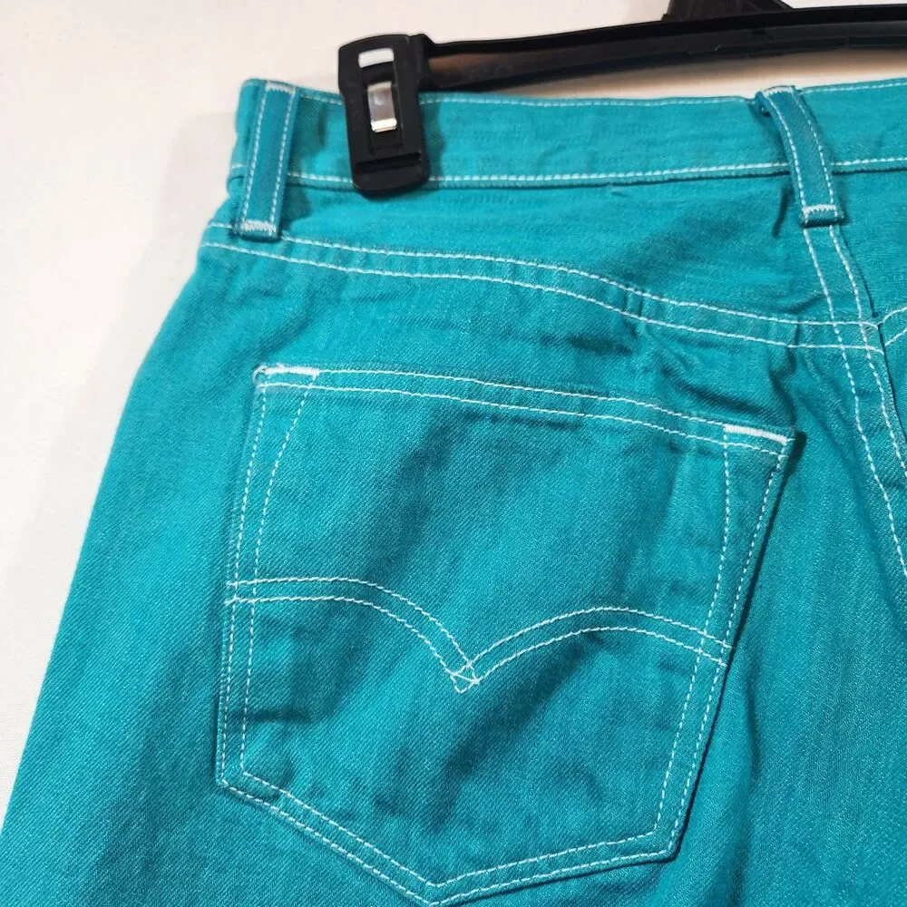 Levi's 501 Mens Jeans Button Fly Straight Leg W32 x L30 Act W29 x L28 Teal Blue - Picture 6 of 16